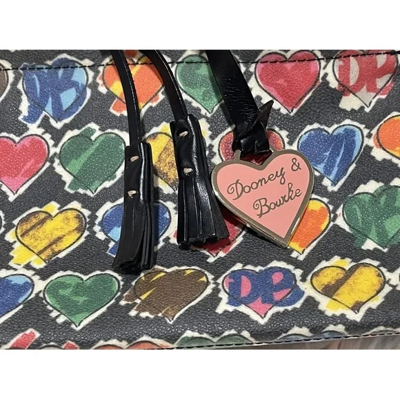 Dooney & Bourke Vintage Rainbow Crayon Graffiti Hearts Collection Bag Y2K 🌈 - Picture 12 of 17
